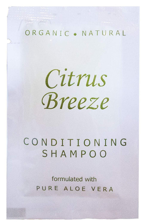 Hotel-Motel Conditioning-shampoo. Citrus Breeze Naturals-collection. with organic Aloe Vera 0.25 oz/7.5ml sachet. 500 items pack, 0.17 USD per item