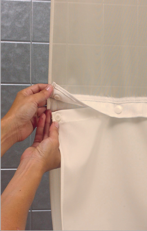 Shower replacement liner for hookless shower curtains