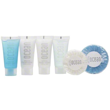 Hotel bath soap. Clear pleat blue round bar. Ocean collection, 1.41 oz/40 gr. tube 200 items pack