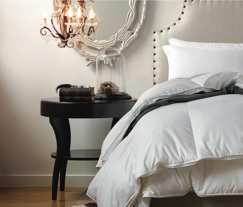 Luxury duvet insert from Serenity collection. Snow white down fill. Duvet insert is available in three warmth levels and four sizes, plus King XXL size