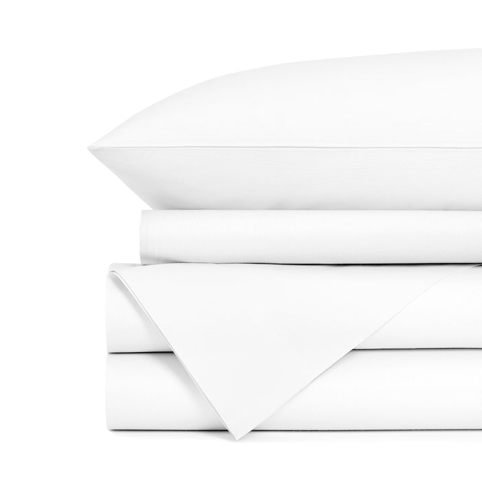 42x36 Standard size pillowcase. Luxury centium satin hotel white bed sheets in bulk. 65% Cotton, 35% microflament, crease resistant. Case pack of 72