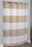 71x77 - Sonoma Stripe Hookless white and beige shower curtain for shower stalls. Plain polyester shower curtain with replaceable liner. Price per dozen
