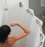Curved shower rod for hookless shower curtains