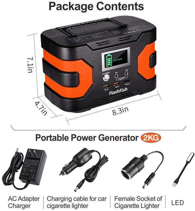 200W Peak Power Station, Flashfish CPAP Battery 166Wh 45000mAh Backup Power Pack 110V 150W Lithium Battery Pack Camping Solar Generator for CPAP Camping Home Emergency Power Supply