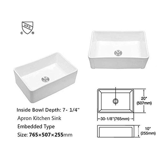 Lordear Framhouse Kitchen Sink White Fireclay Aprom Front Sink