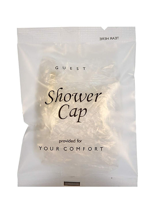 Hotel guest shower cap frosted sachet wrapped for resorts, hotels, AirBnB VRBO, Travel Size Hotel Toiletries. 500 items pack, 0.16 USD per item