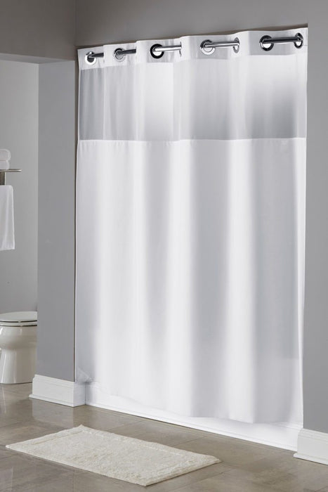Illusion white shower curtain