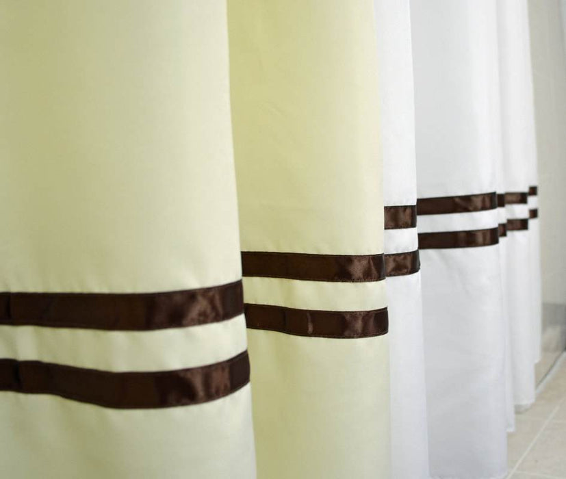 Matt Satin beige and white shower curtains