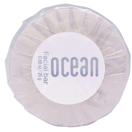 Hotel facial soap. Clear pleat round bar. Ocean collection, 0.88 oz/25 gr. tube 400 items pack, 0.154 USD per item