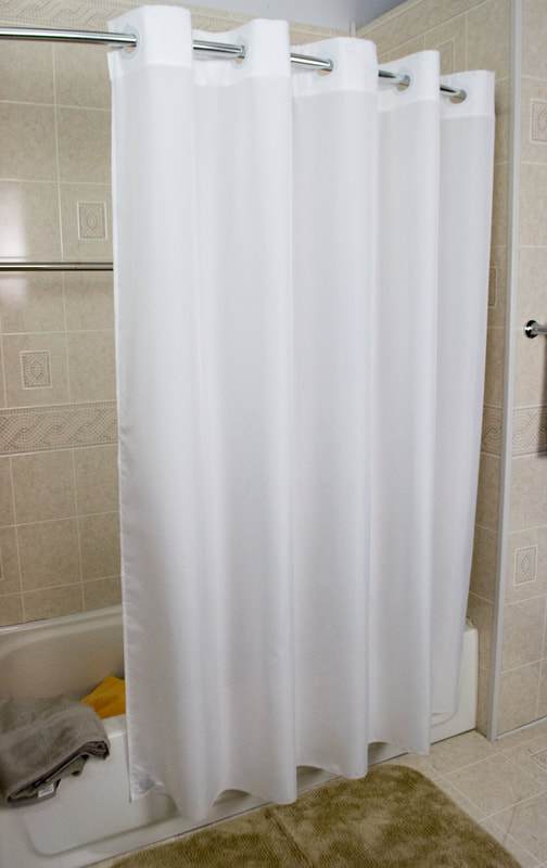 Poly 300 Hang2it Shower Curtains. Plain polyester shower curtain. Price per dozen