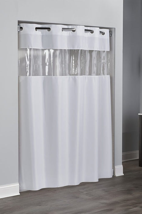 View from the top hotel shower curtain beige